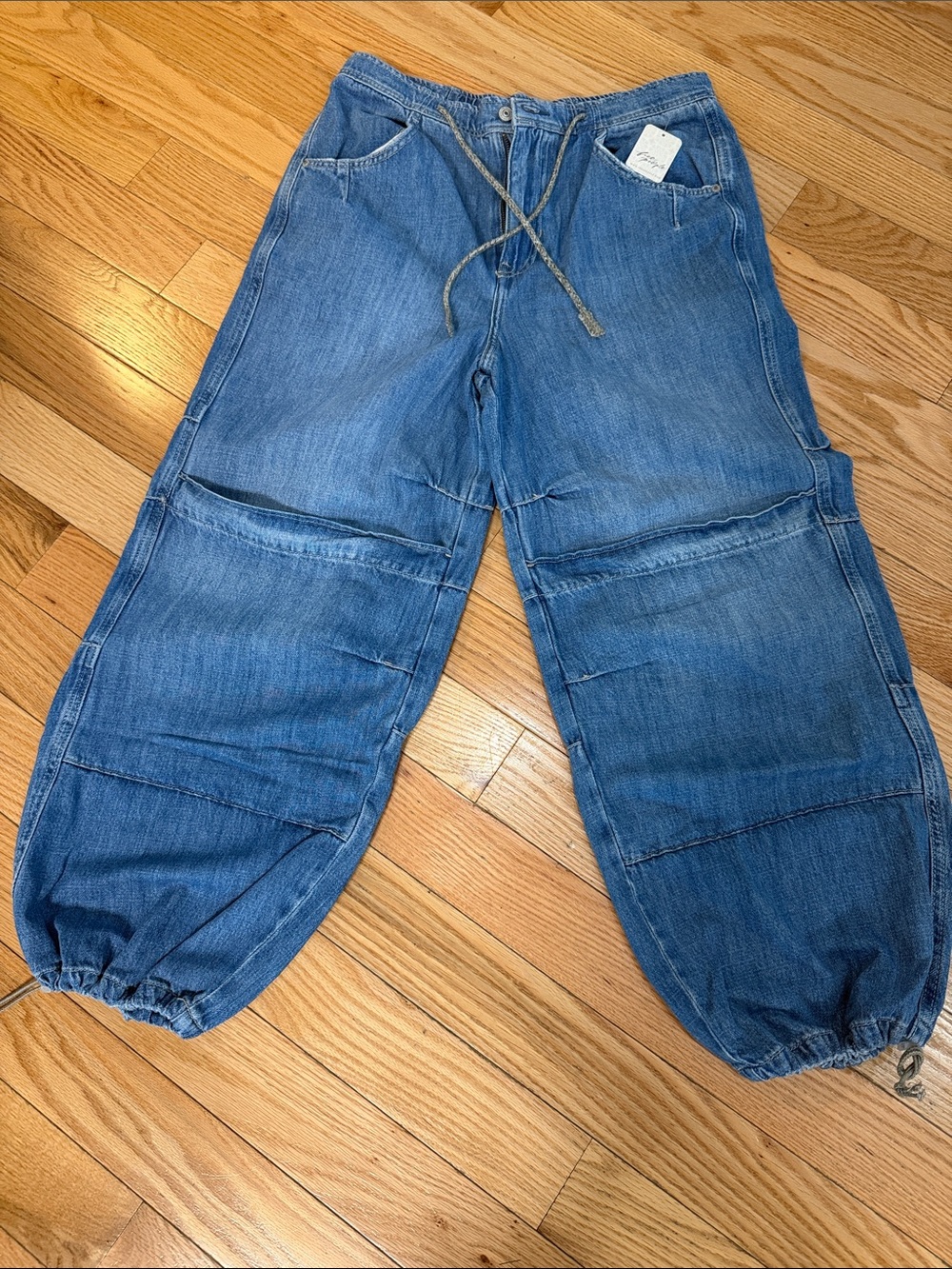 Free People We The Free Cinched Logan Drawstring Cargo Jeans NWT